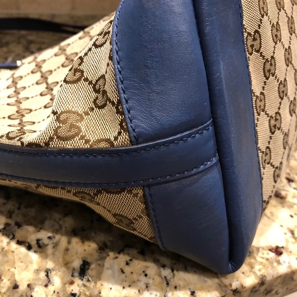 Gucci canvas craft tote blue leather trim - Picture 13 of 16
